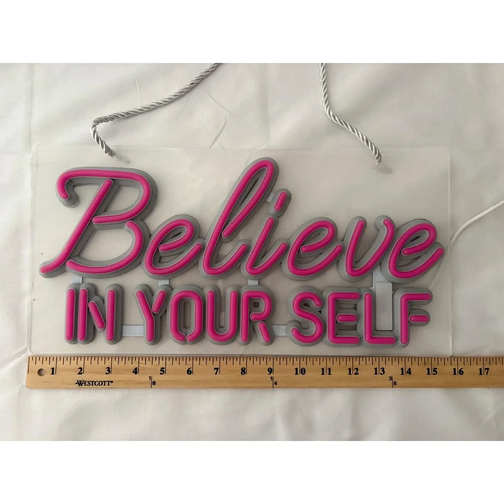 Believe In Yourself LED Neon Sign Pink Inspirational Wall Decor Light Up Art